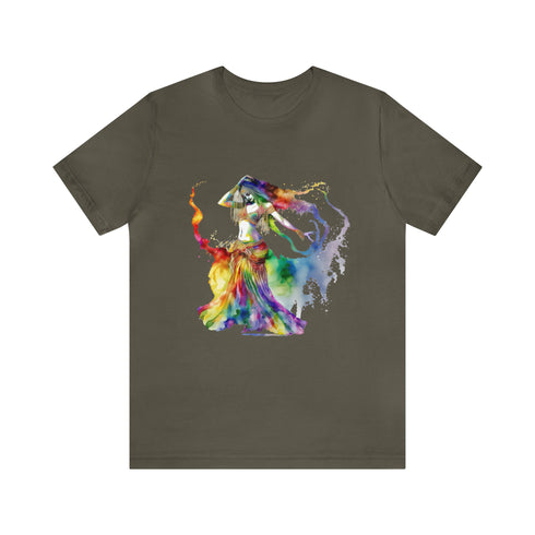 Rainbow Belly Dancer in Motion - Short Sleeve Tee Army